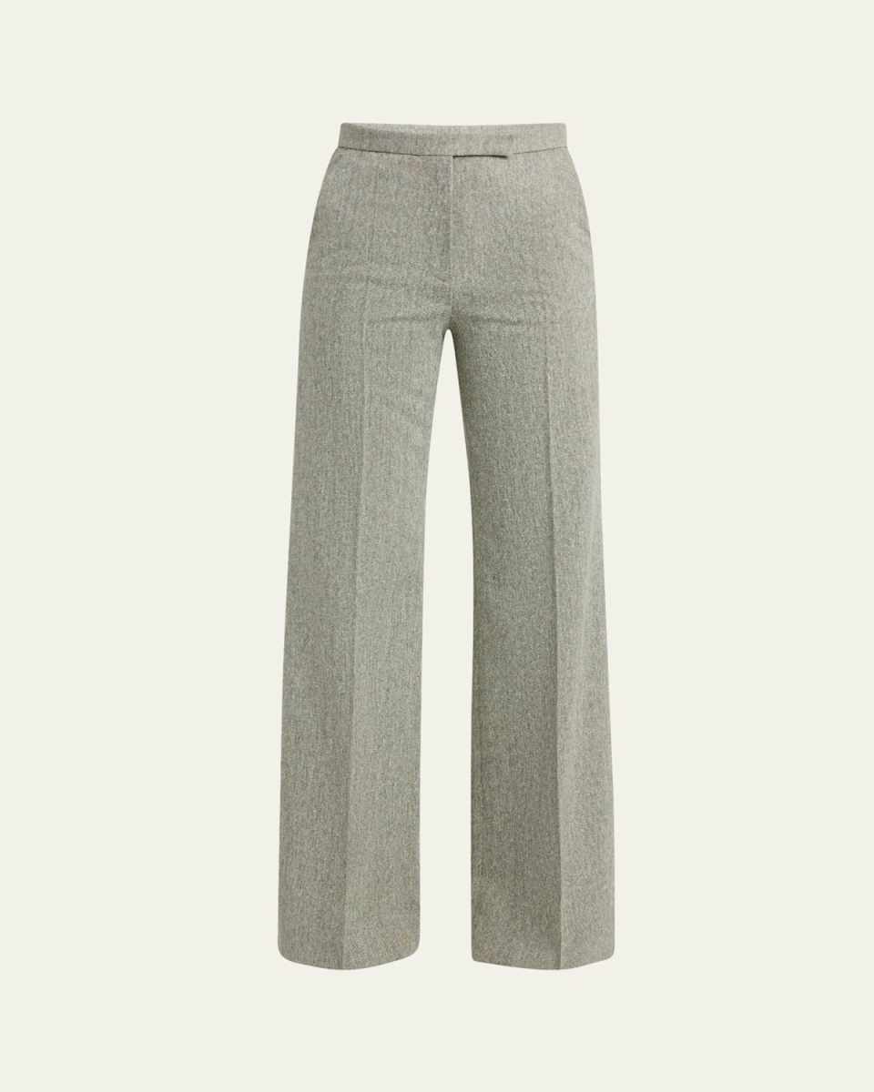 Pleated Wool-Blend Trousers